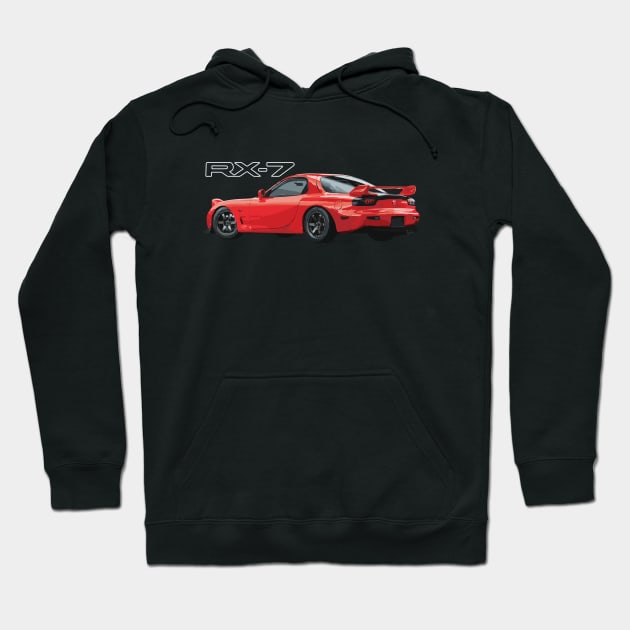 VINTAGE RED MAZDA RX-7 JDM CLASSIC Hoodie by cowtown_cowboy